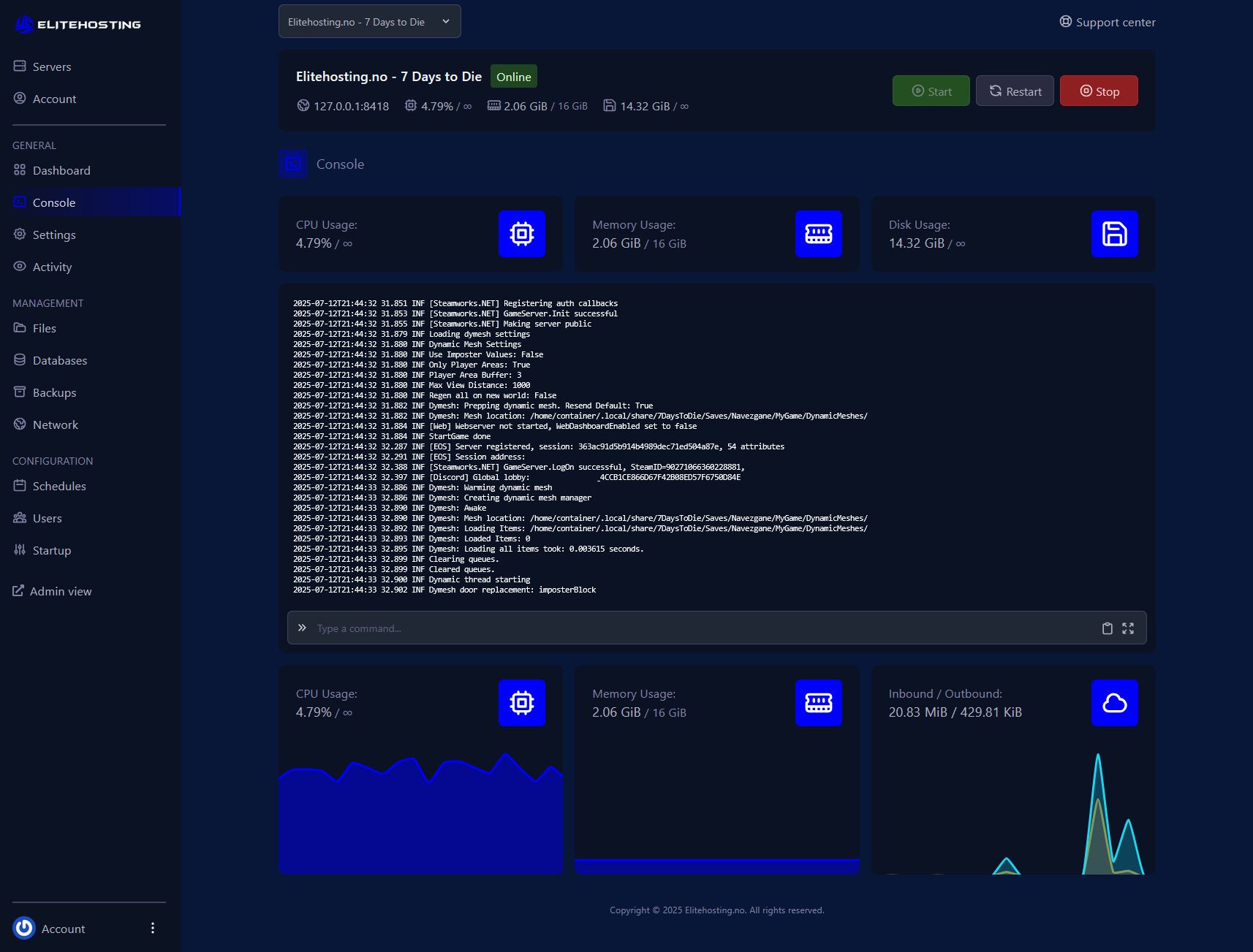 7 Days to Die Control Panel